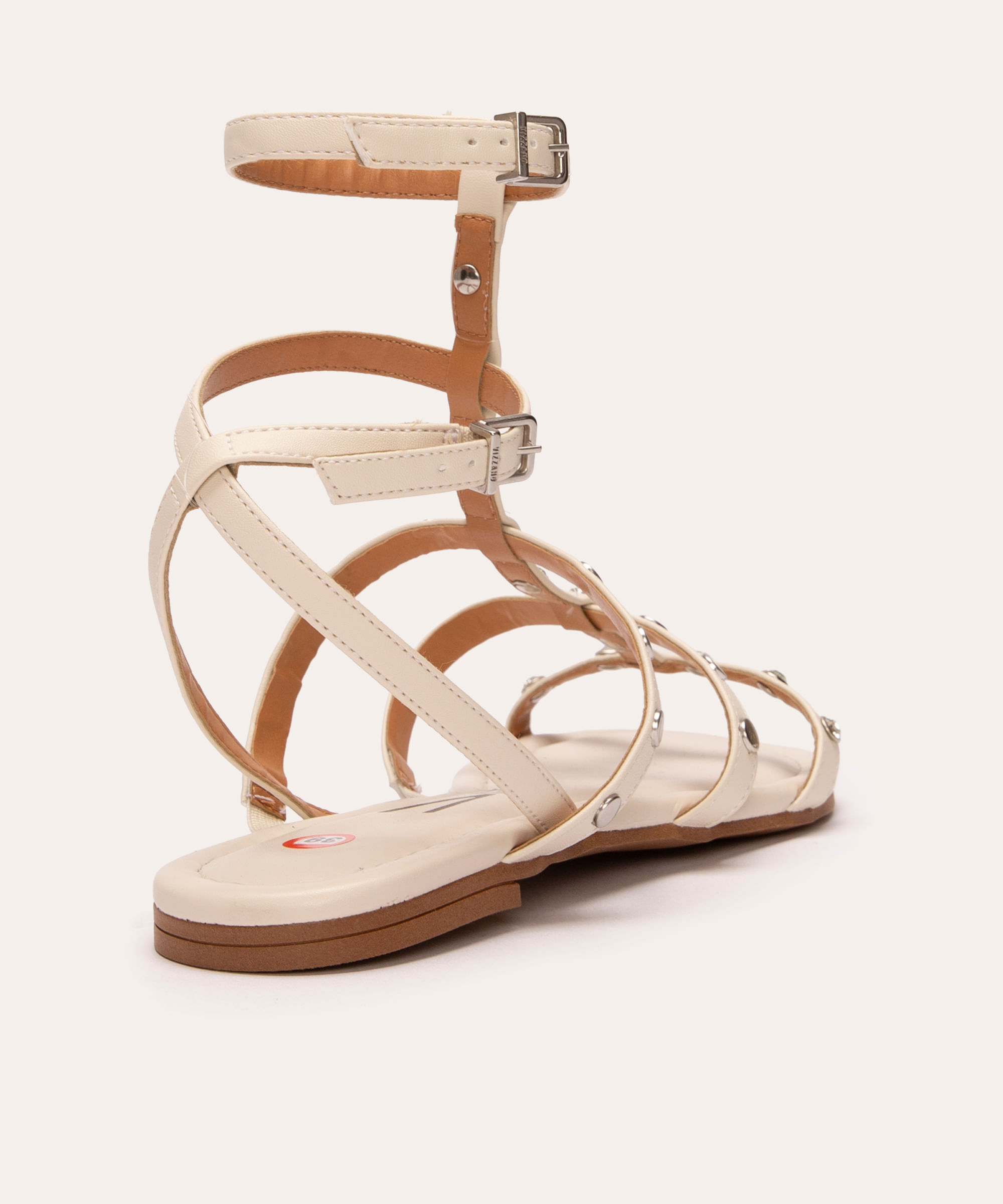 rasteirinha gladiadora vizzano com tachas e brilhos off white