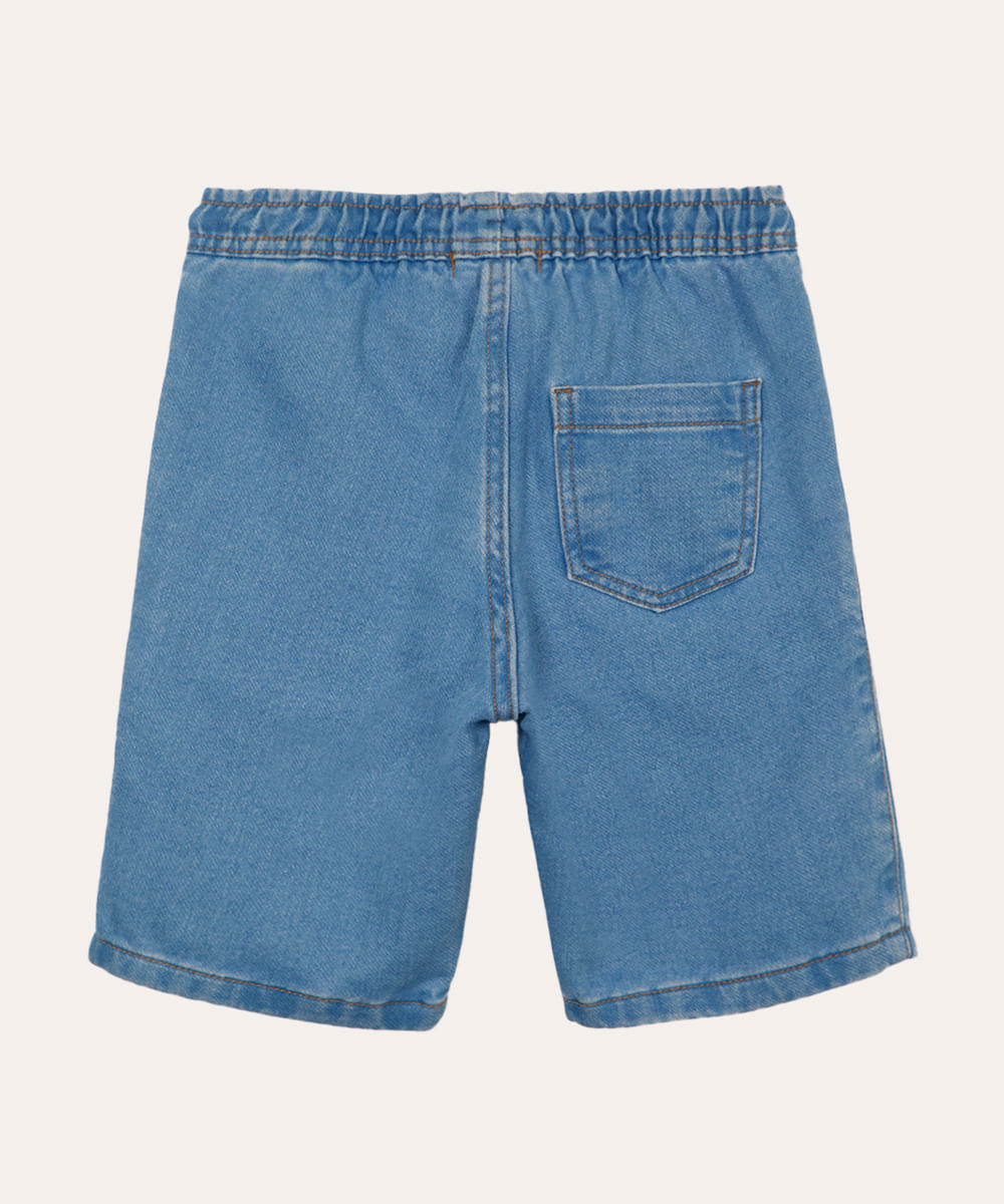bermuda jeans infantil cós com elástico azul