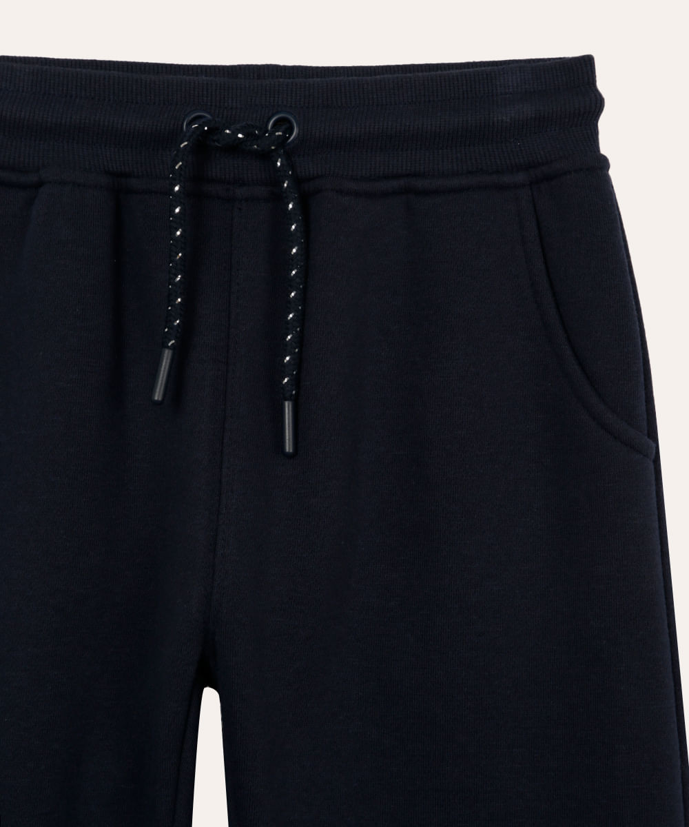 calça jogger de moletom infantil com bolsos azul