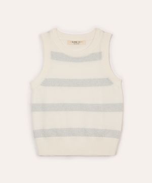 regata de tricot infantil listrada off white