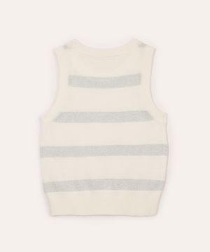 regata de tricot infantil listrada off white