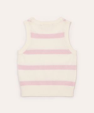 regata de tricot infantil listrada rosa