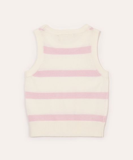 regata de tricot infantil listrada rosa