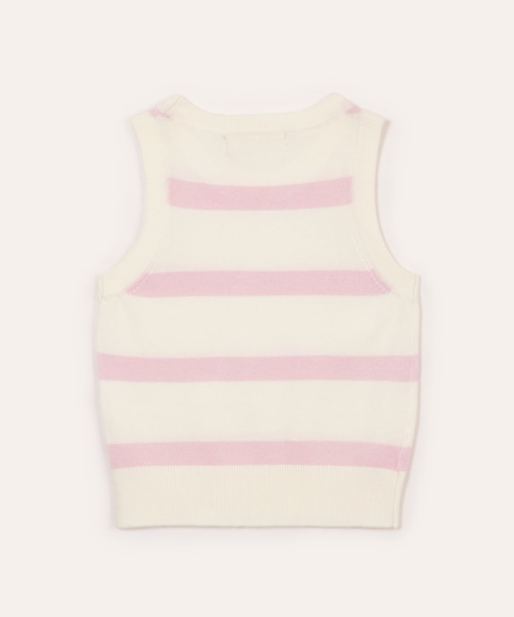 regata de tricot infantil listrada rosa