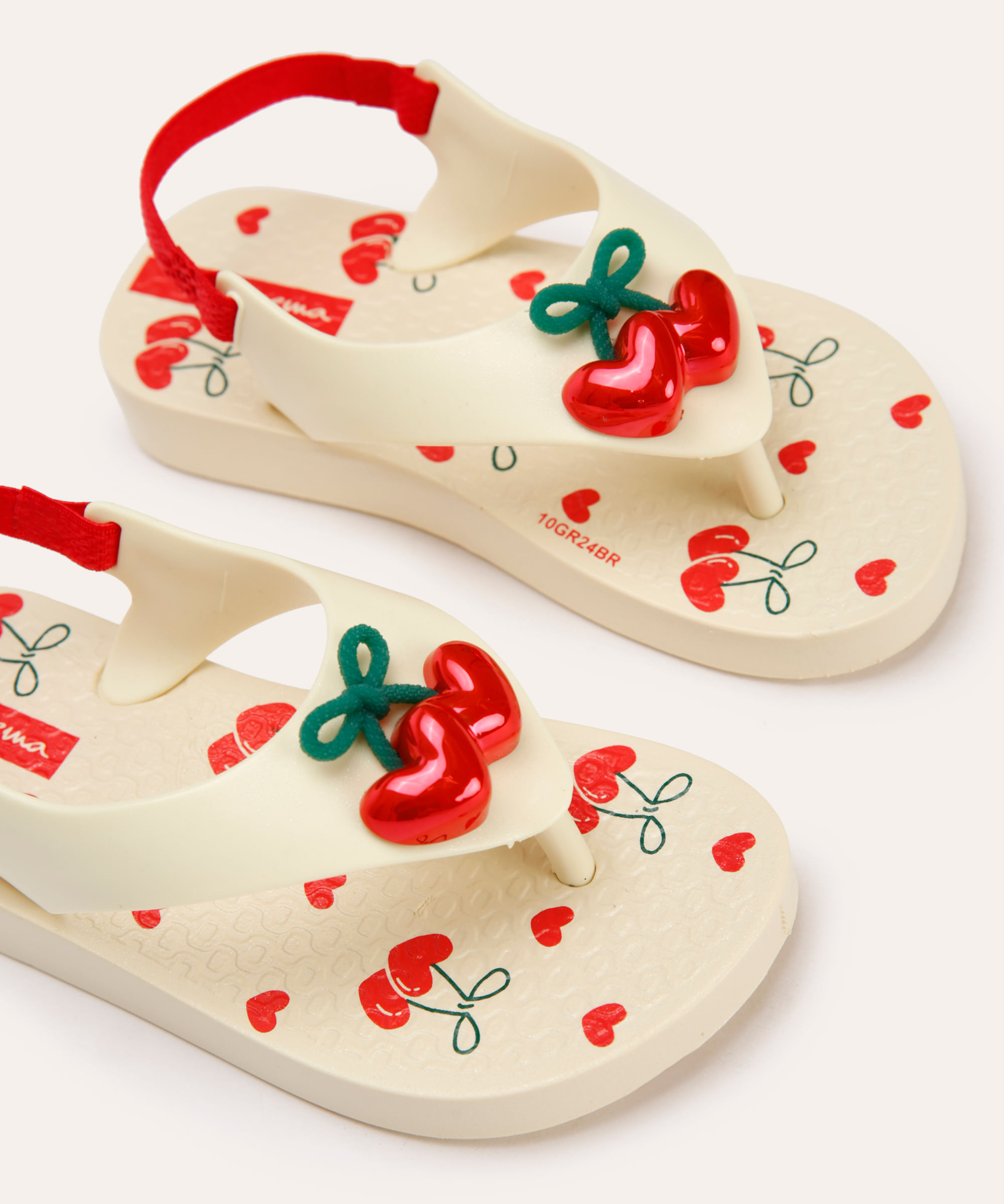 chinelo infantil ipanema belle com elástico bege
