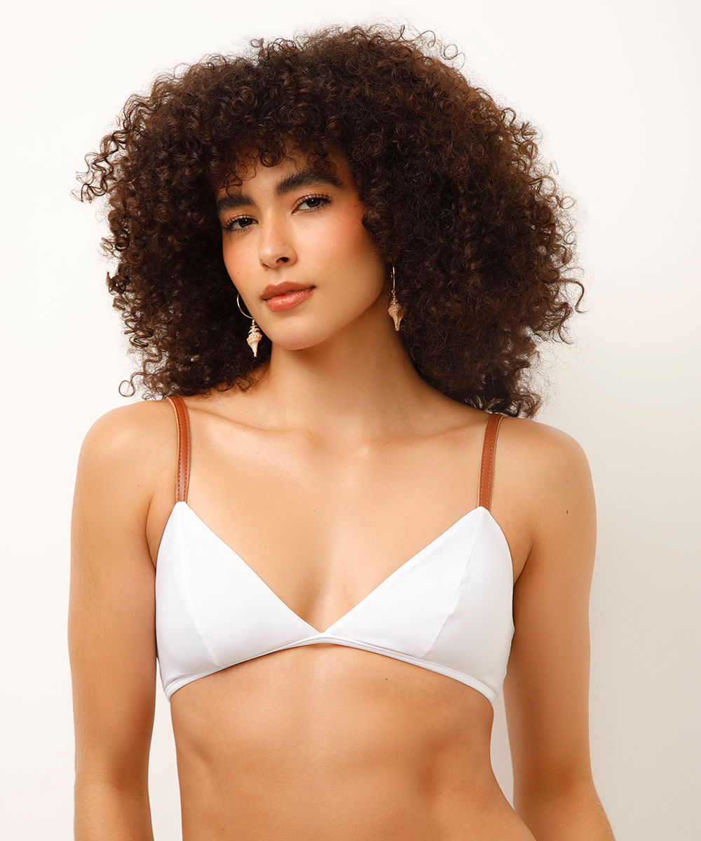 biquíni top triângulo com bojo removível branco