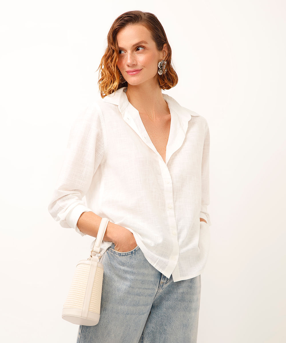 Linho Camisa Branca Renner Camisa Feminina Renner Blusa Branca