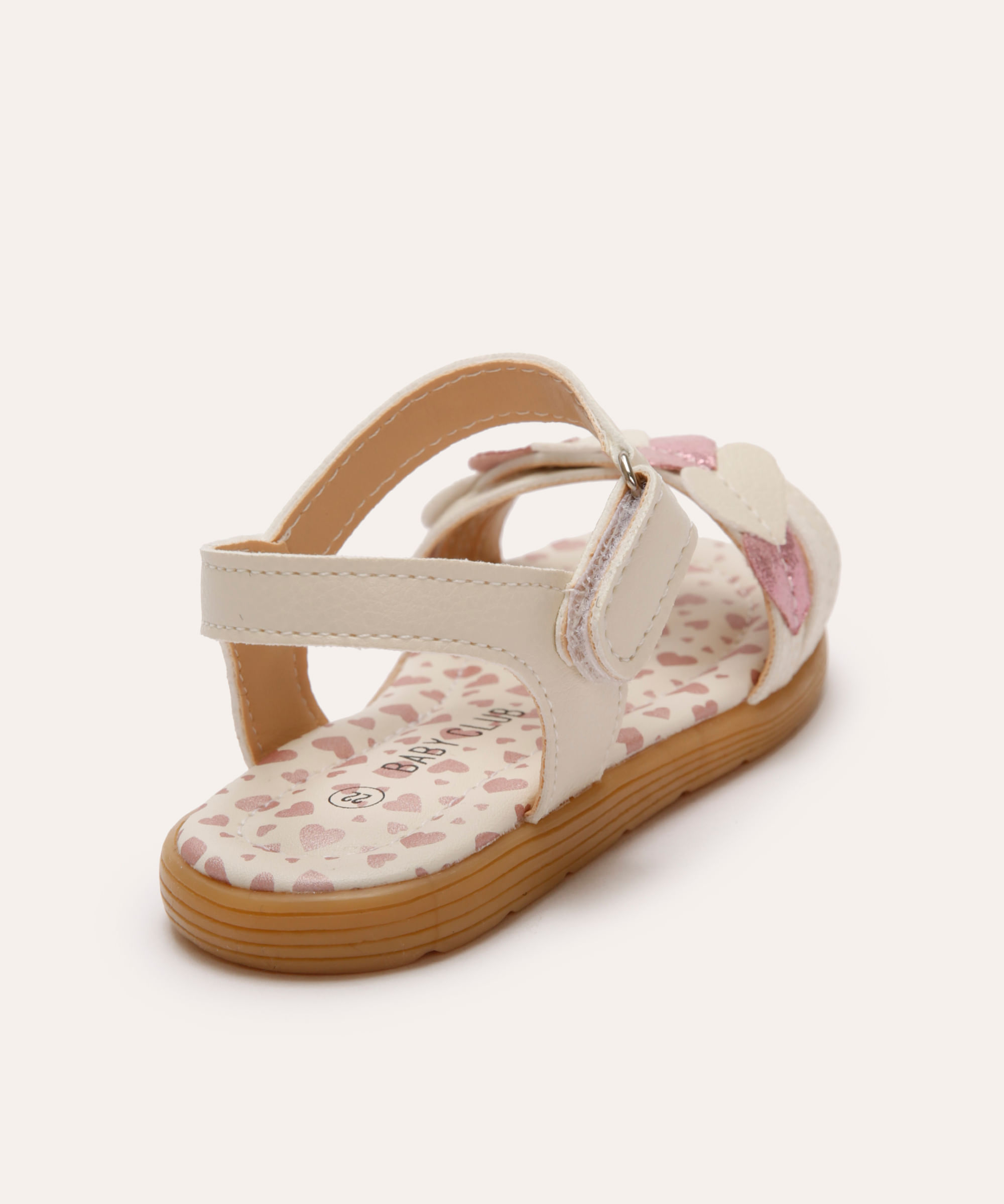 sandália infantil coração metalizado off white