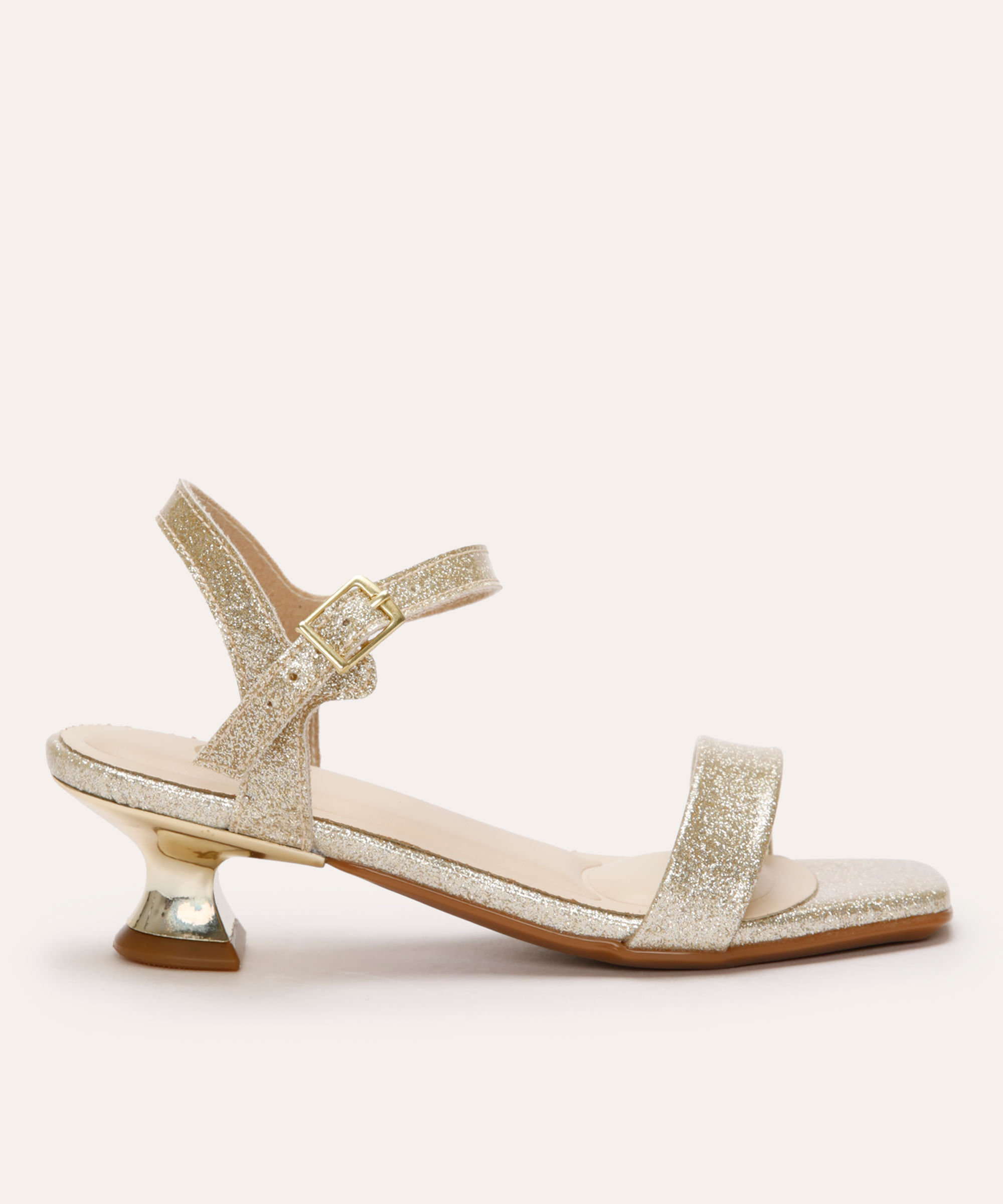 sandália infantil salto baixo metalizada molekinha dourada