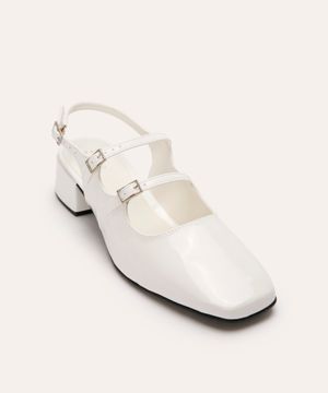 scarpin boneca com fivelas salto baixo mindset branco