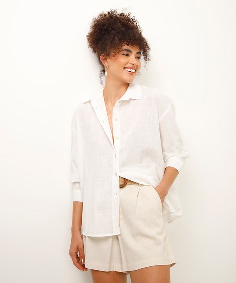 camisa oversized de algodão off white