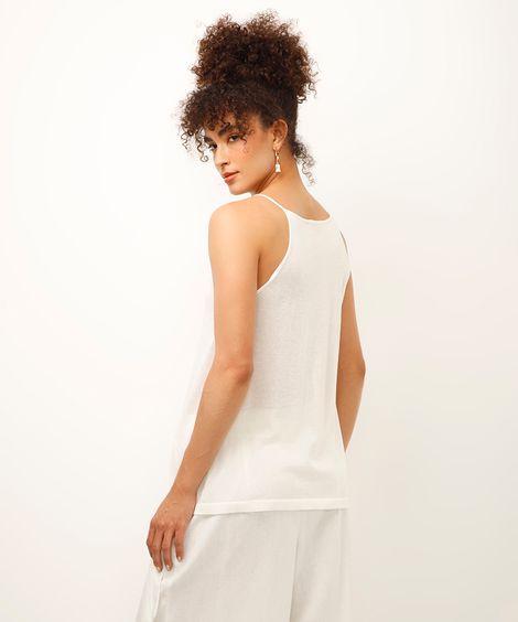 regata alça fina de tricot  off white