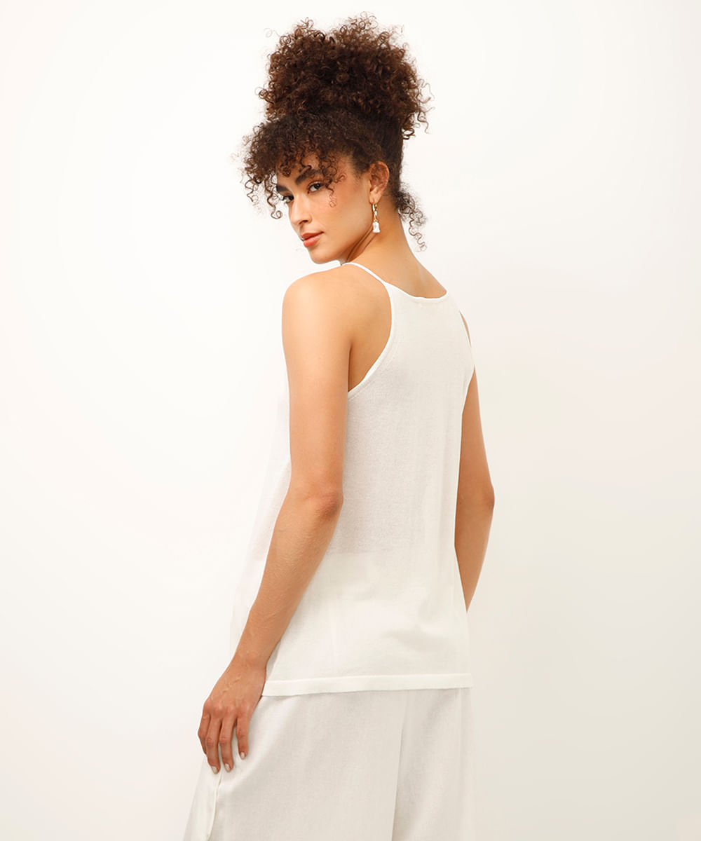 regata alça fina de tricot  off white