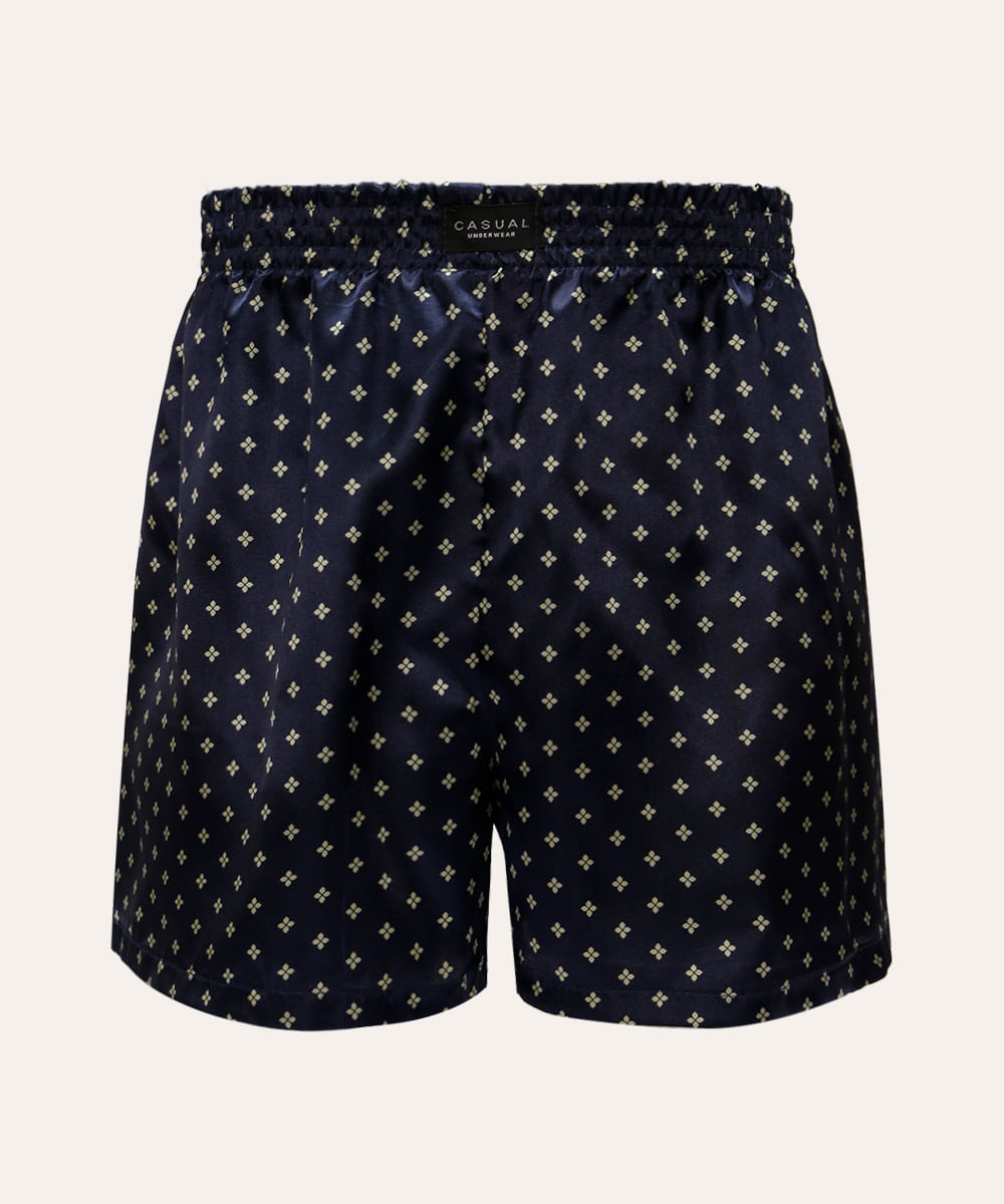 samba canção acetinada estampada azul