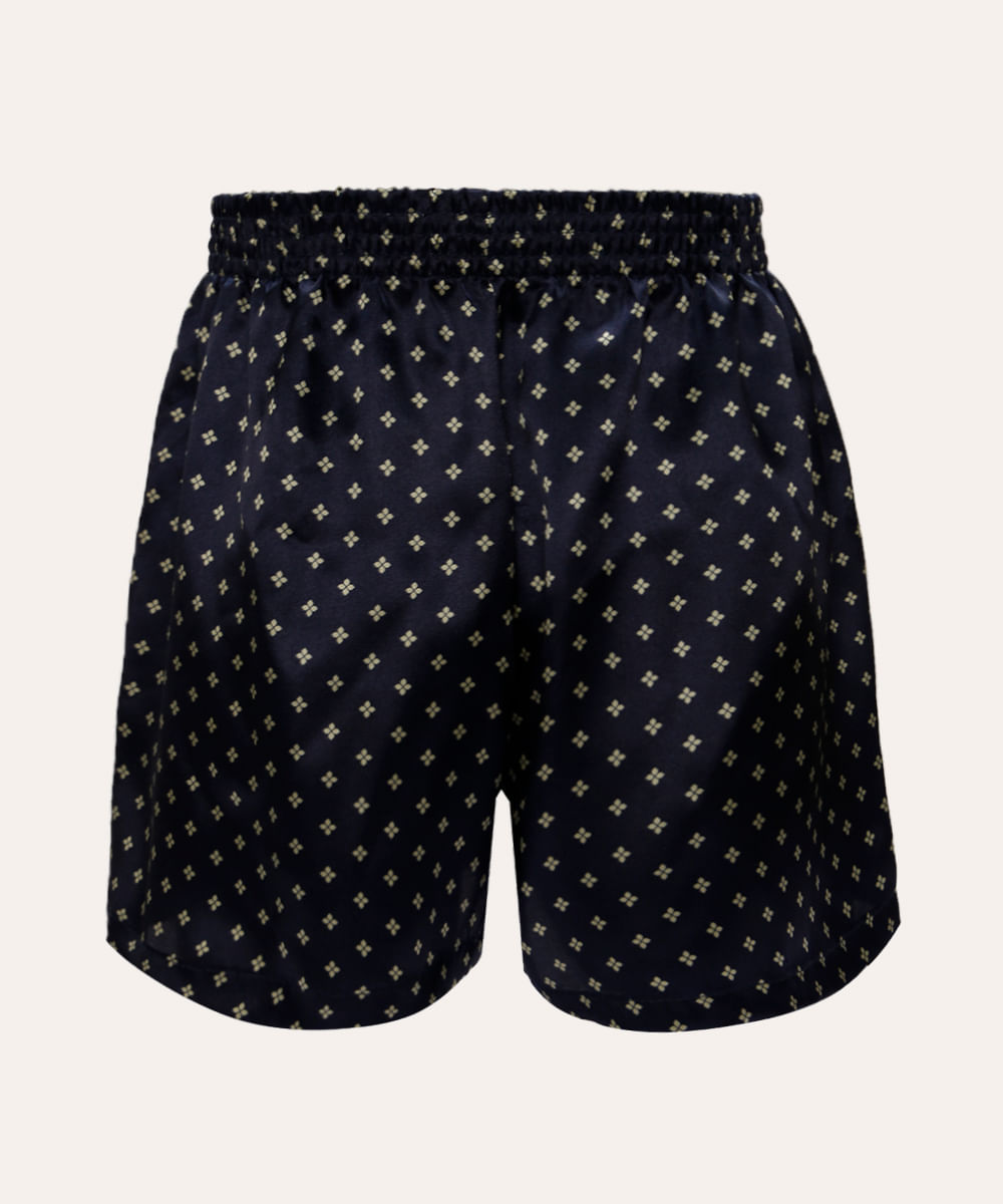 samba canção acetinada estampada azul