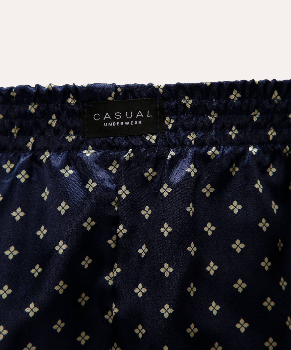 samba canção acetinada estampada azul