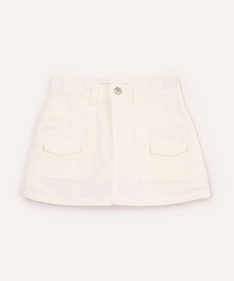short saia de algodão com bolsos cargo off white