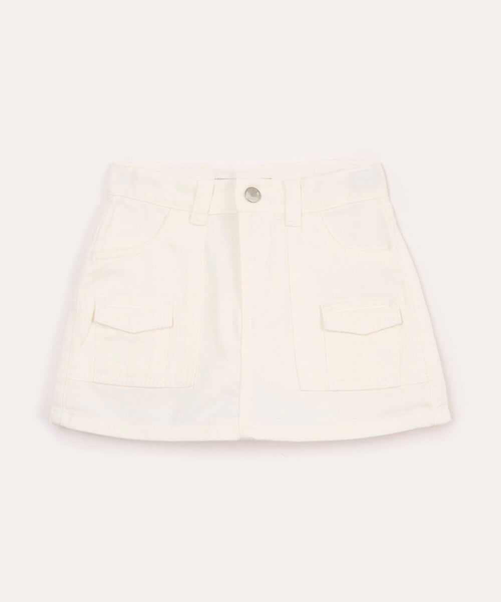 short saia de algodão com bolsos cargo off white