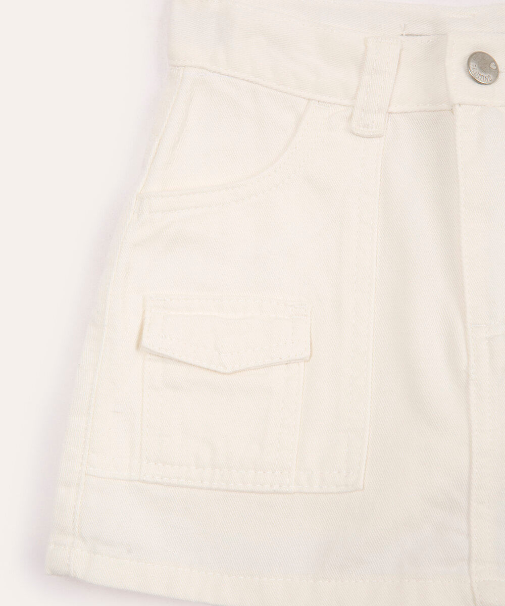 short saia de algodão com bolsos cargo off white