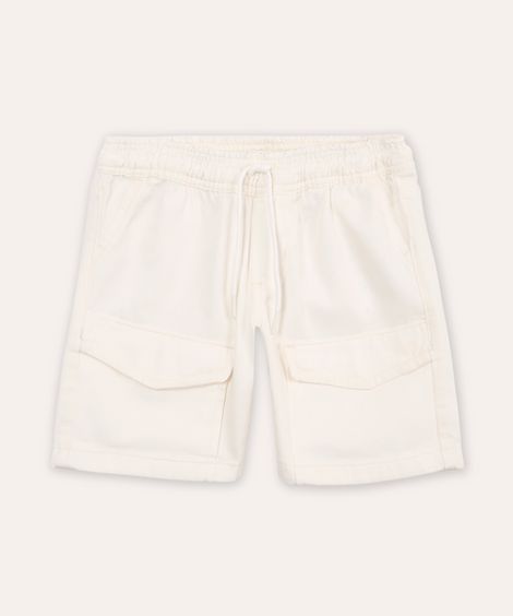 bermuda de sarja infantil bolsos cargo off white