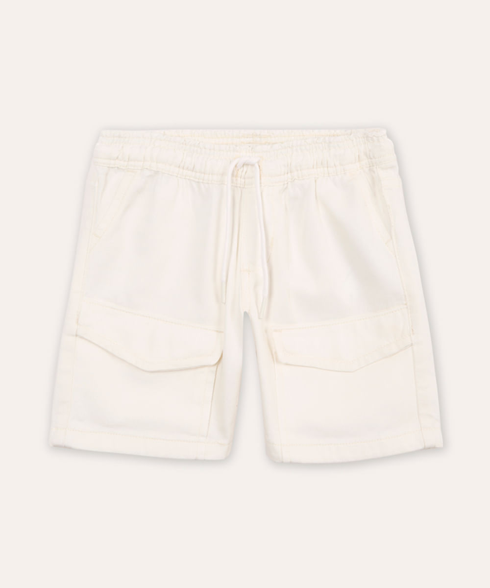 bermuda de sarja infantil bolsos cargo off white