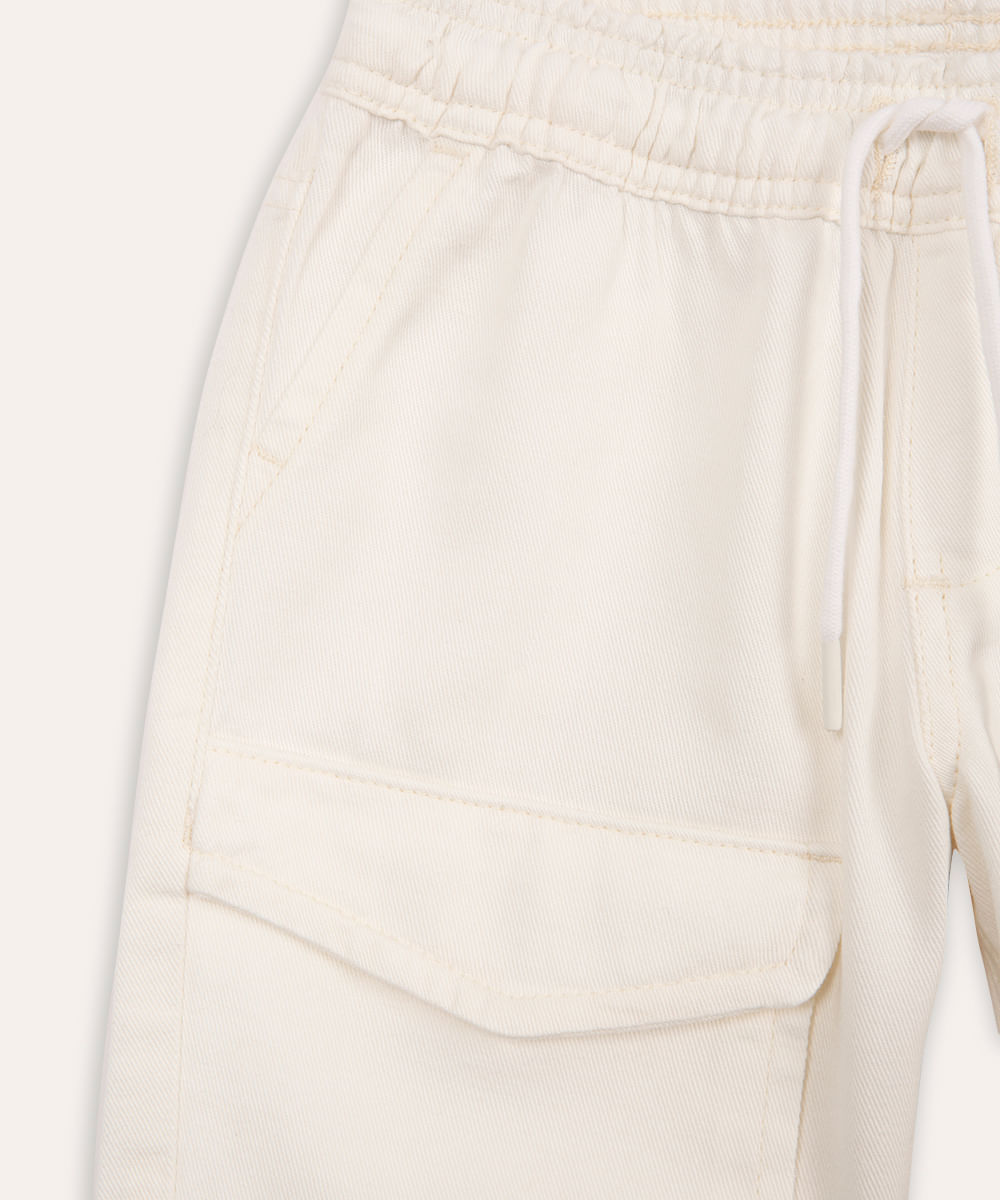 bermuda de sarja infantil bolsos cargo off white