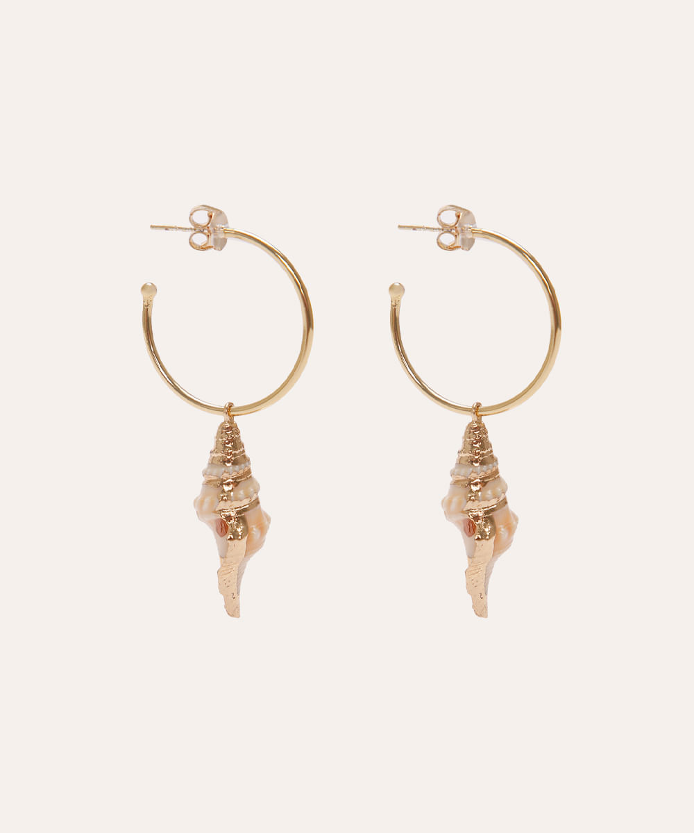 brinco argola concha dourado