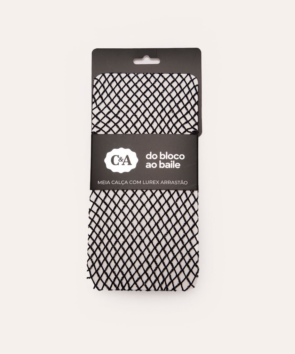 meia calça arrastão brilhos lurex preta