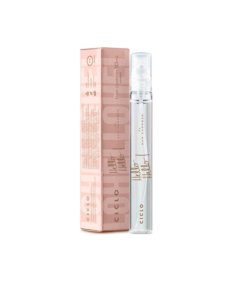 perfume ciclo hello! hello! nah cardoso mini spray feminino deo colônia 10ml Único