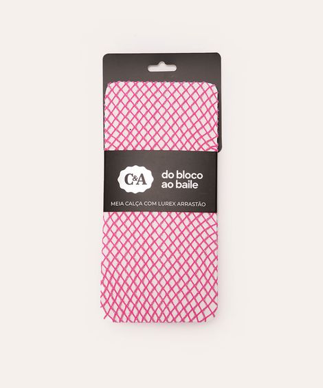 meia calça arrastão brilhos lurex rosa médio rosa