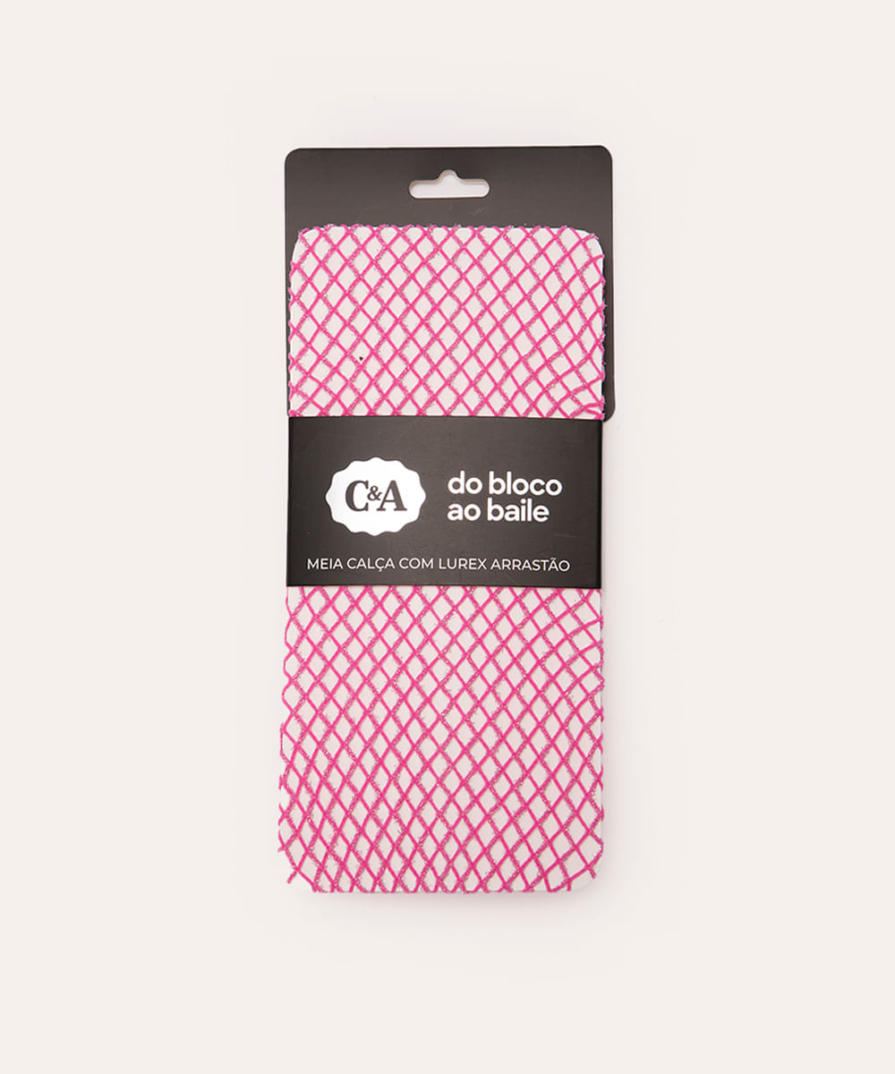 meia calça arrastão brilhos lurex rosa médio rosa