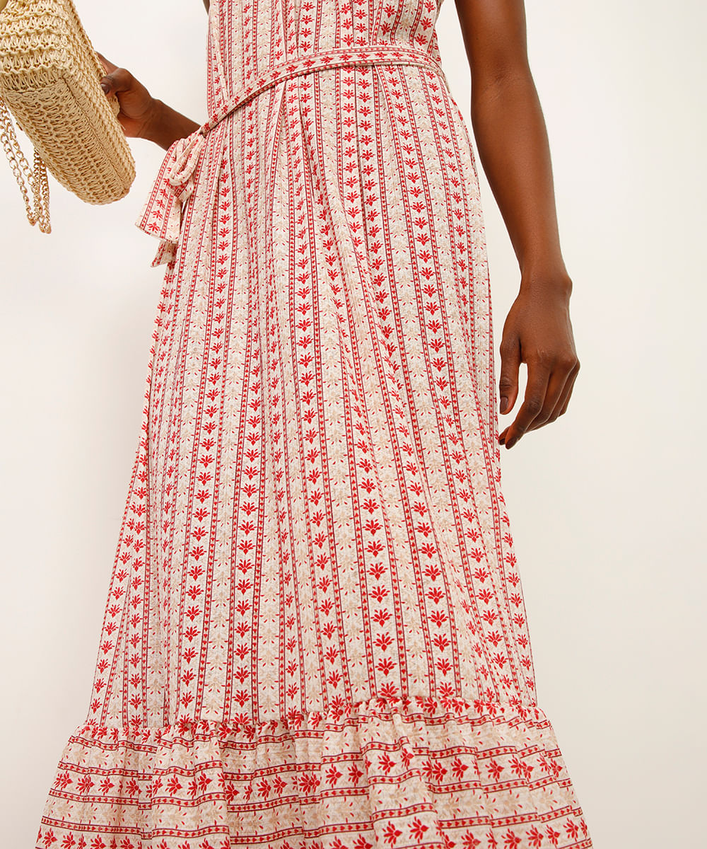vestido midi com crochet arabescos off white