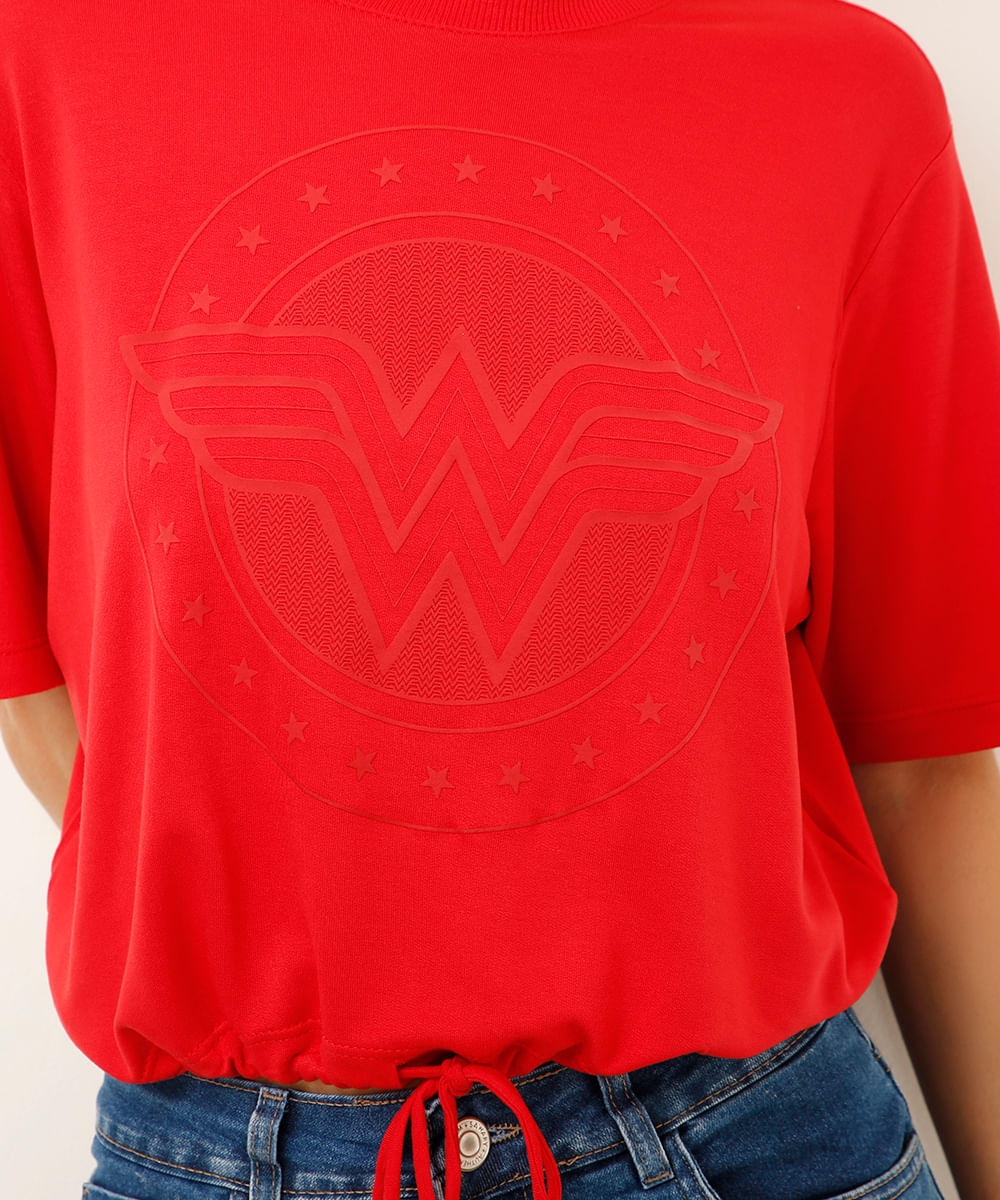 cropped mulher maravilha com amarração vermelho