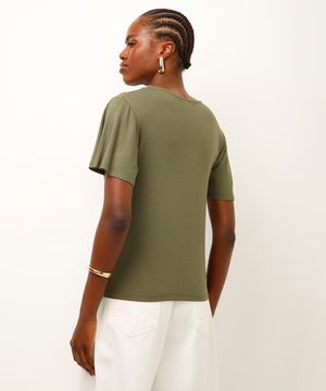 blusa de viscose manga curta verde