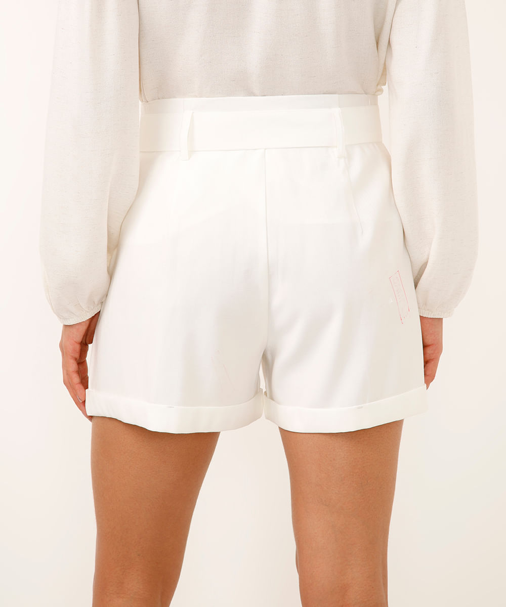 short alfaiataria com faixa areia - off white