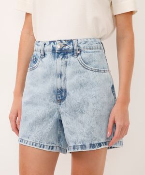 short jeans long cintura super alta azul claro