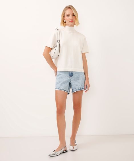 short jeans long cintura super alta azul