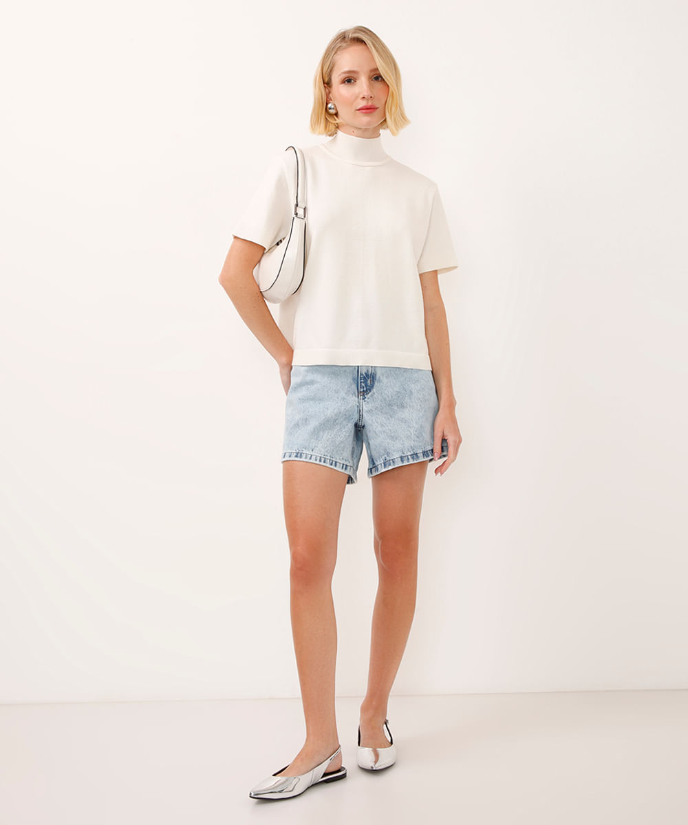 short jeans long cintura super alta azul