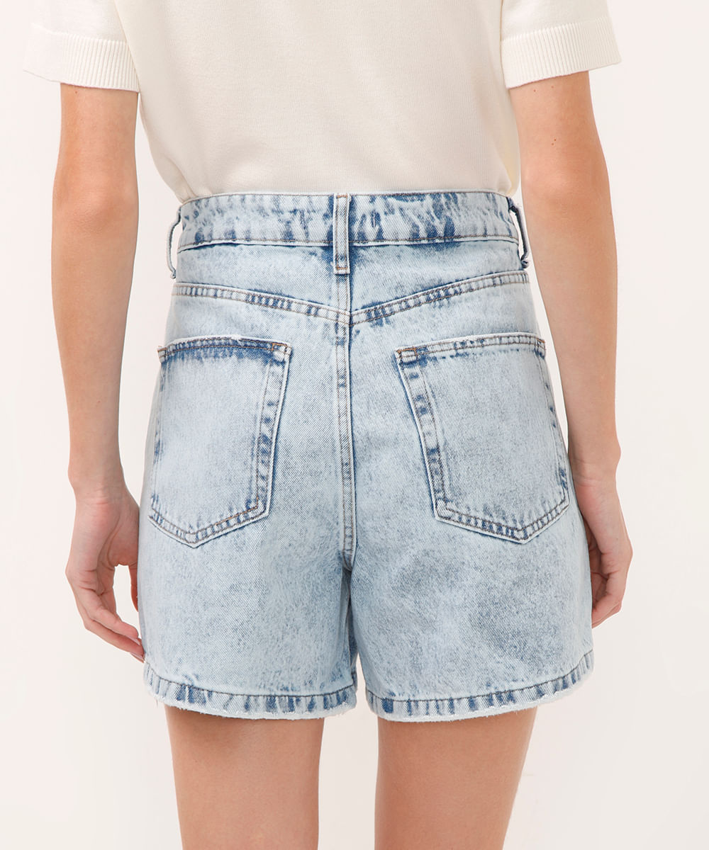 short jeans long cintura super alta azul