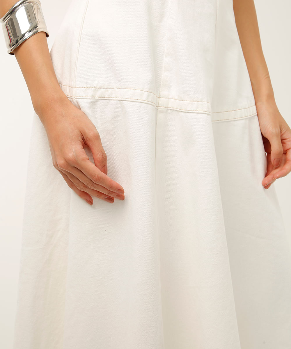 saia midi godê de sarja off white