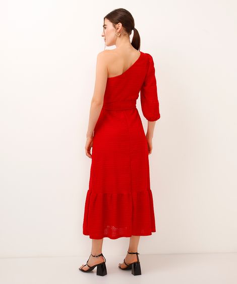 vestido ombro único de laise vermelho