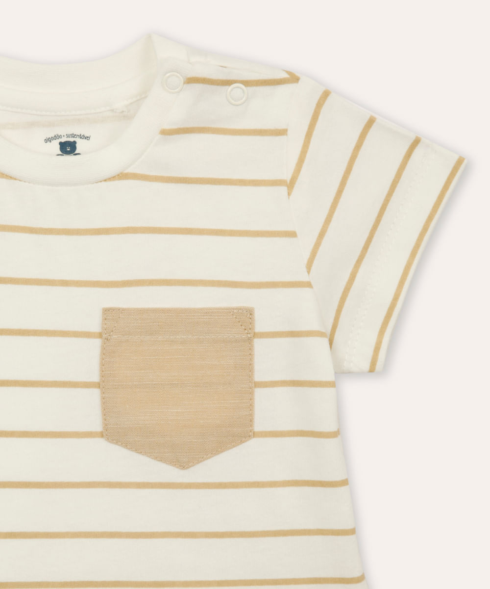 conjunto infantil curto listrada bege