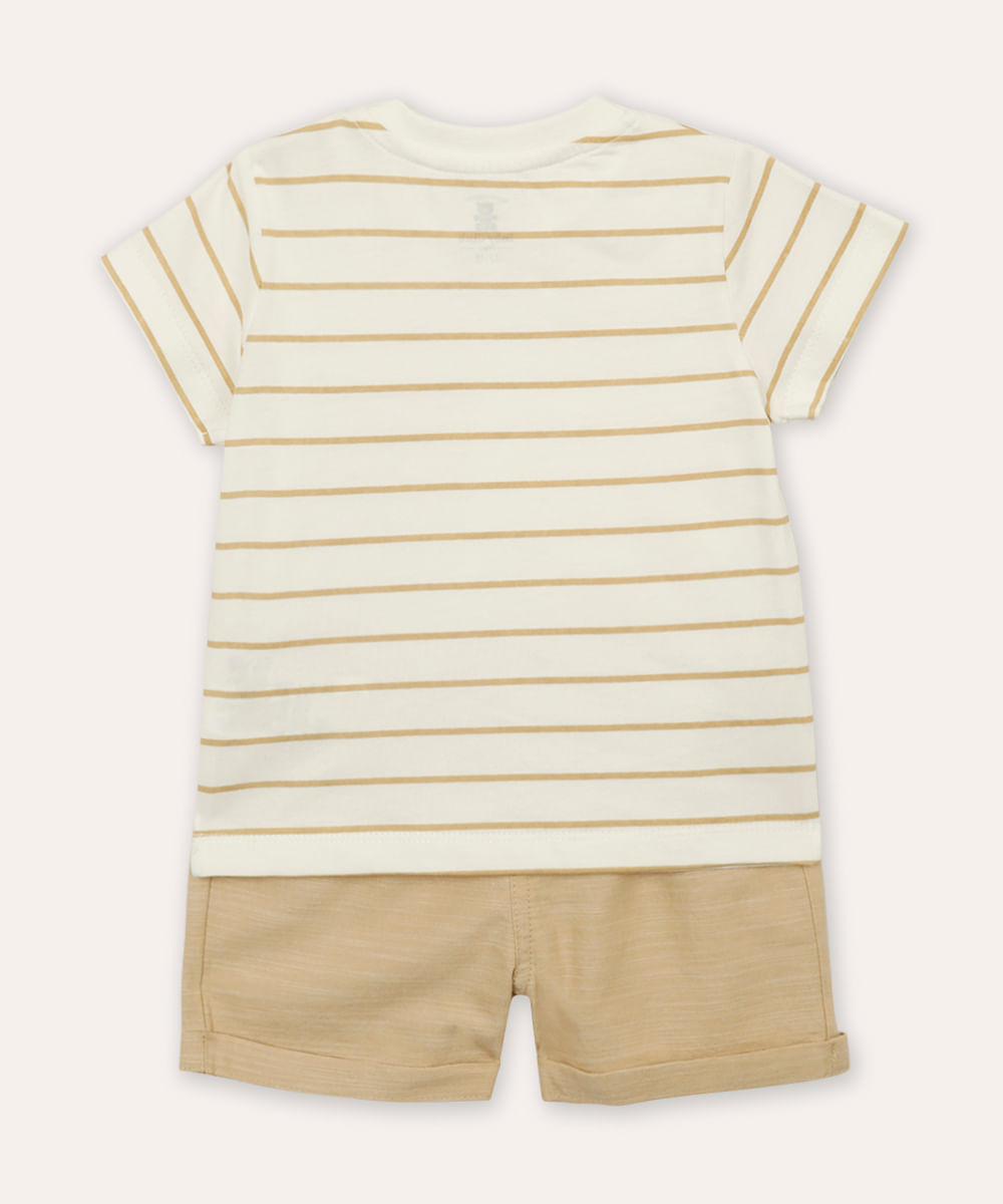 conjunto infantil curto listrada bege