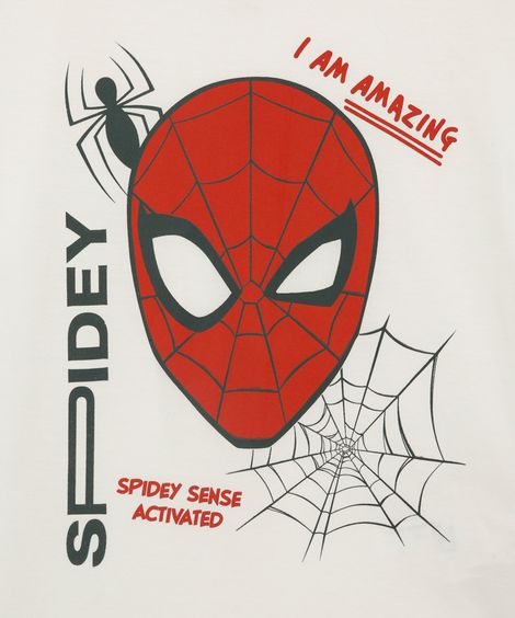 camiseta infantil de algodão homem aranha off white