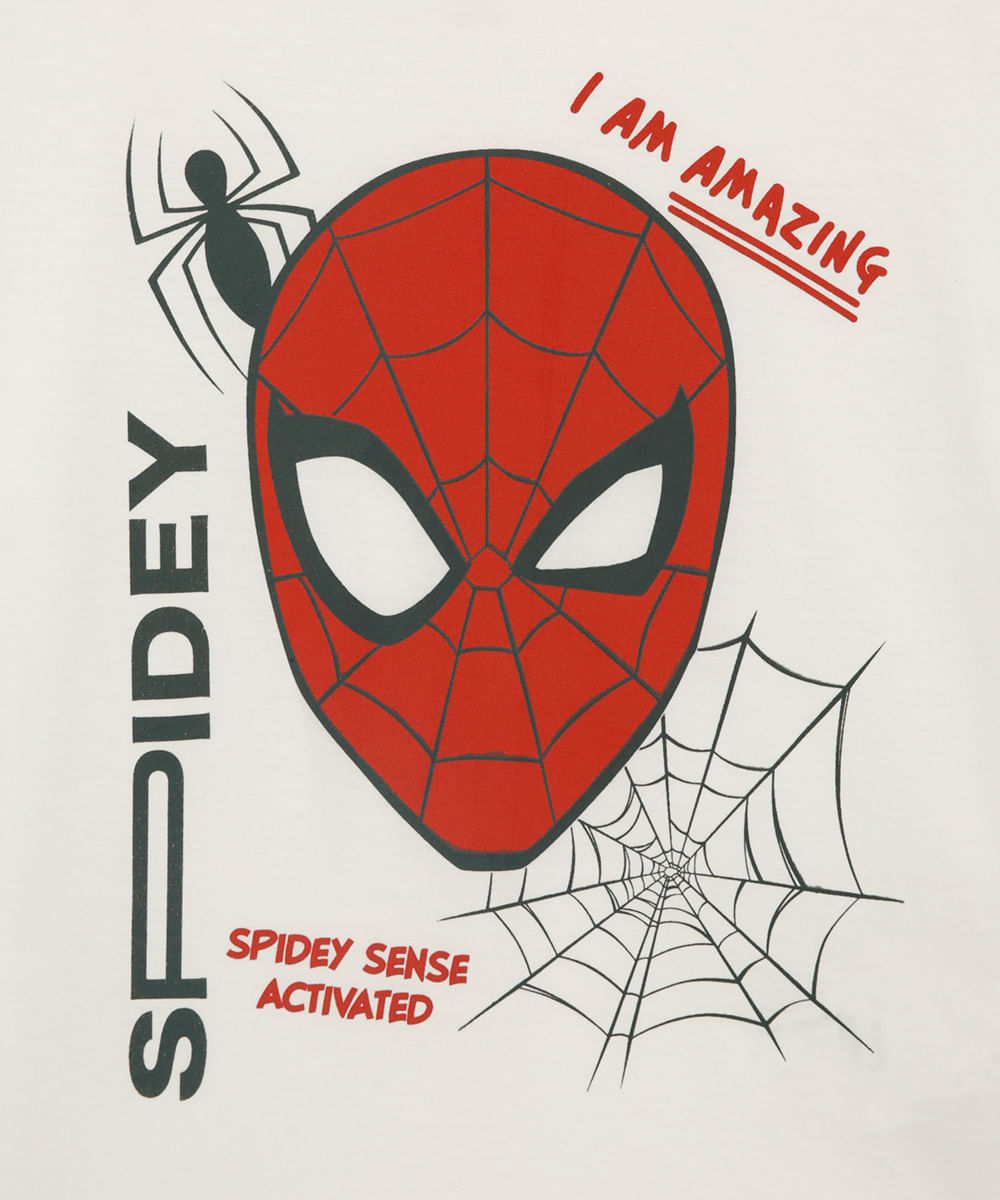 camiseta infantil de algodão homem aranha off white