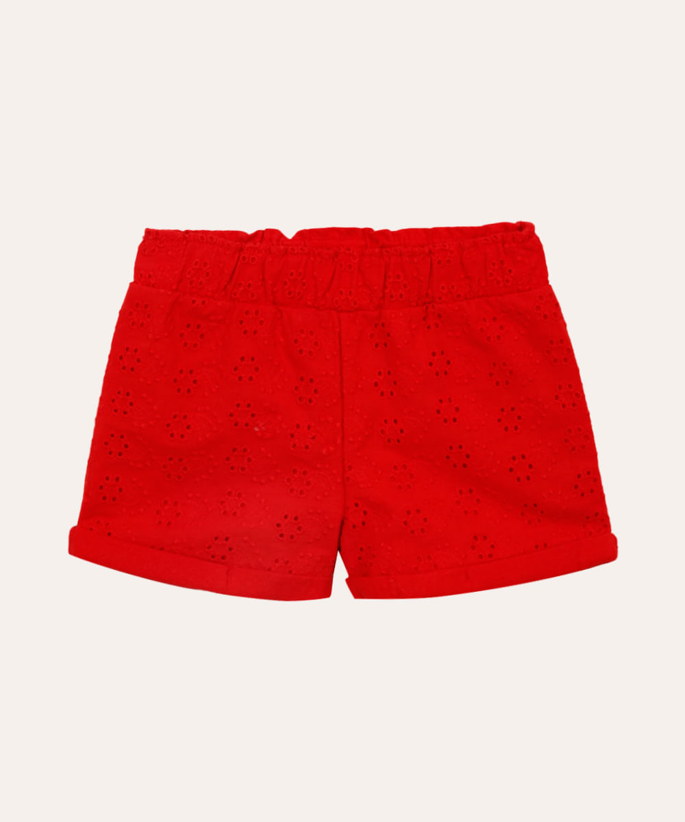 short de laise infantil curto floral vermelho