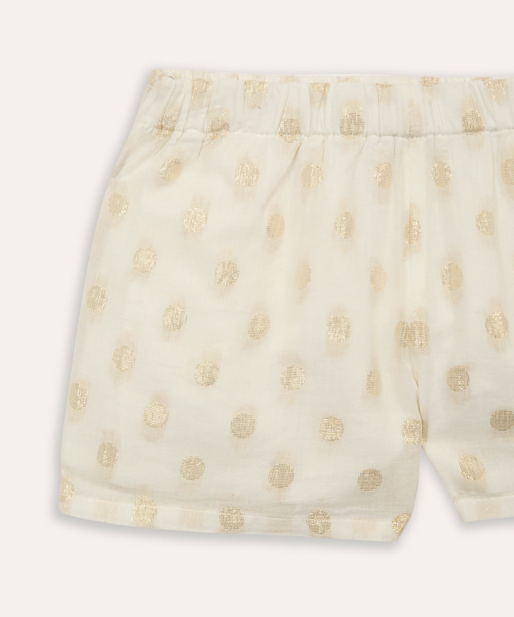 conjunto infantil curto poá com lurex off white