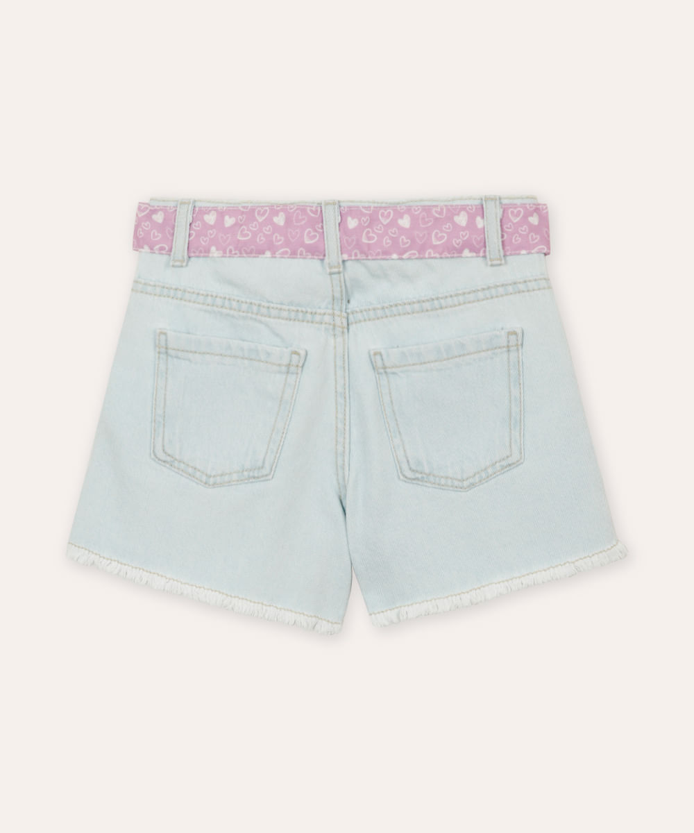 short jeans infantil com bordado stitch azul