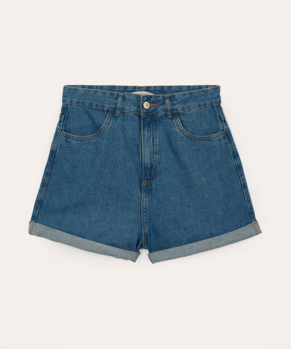 short mom jeans juvenil  azul