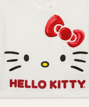 camiseta infantil de algodão hello kitty com brinde off white